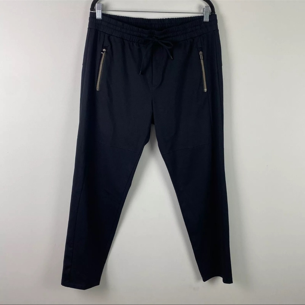 Athleta Hilltop Jogger Pants Solid Black Large Boyfriend Straight leg 29’ 12/14